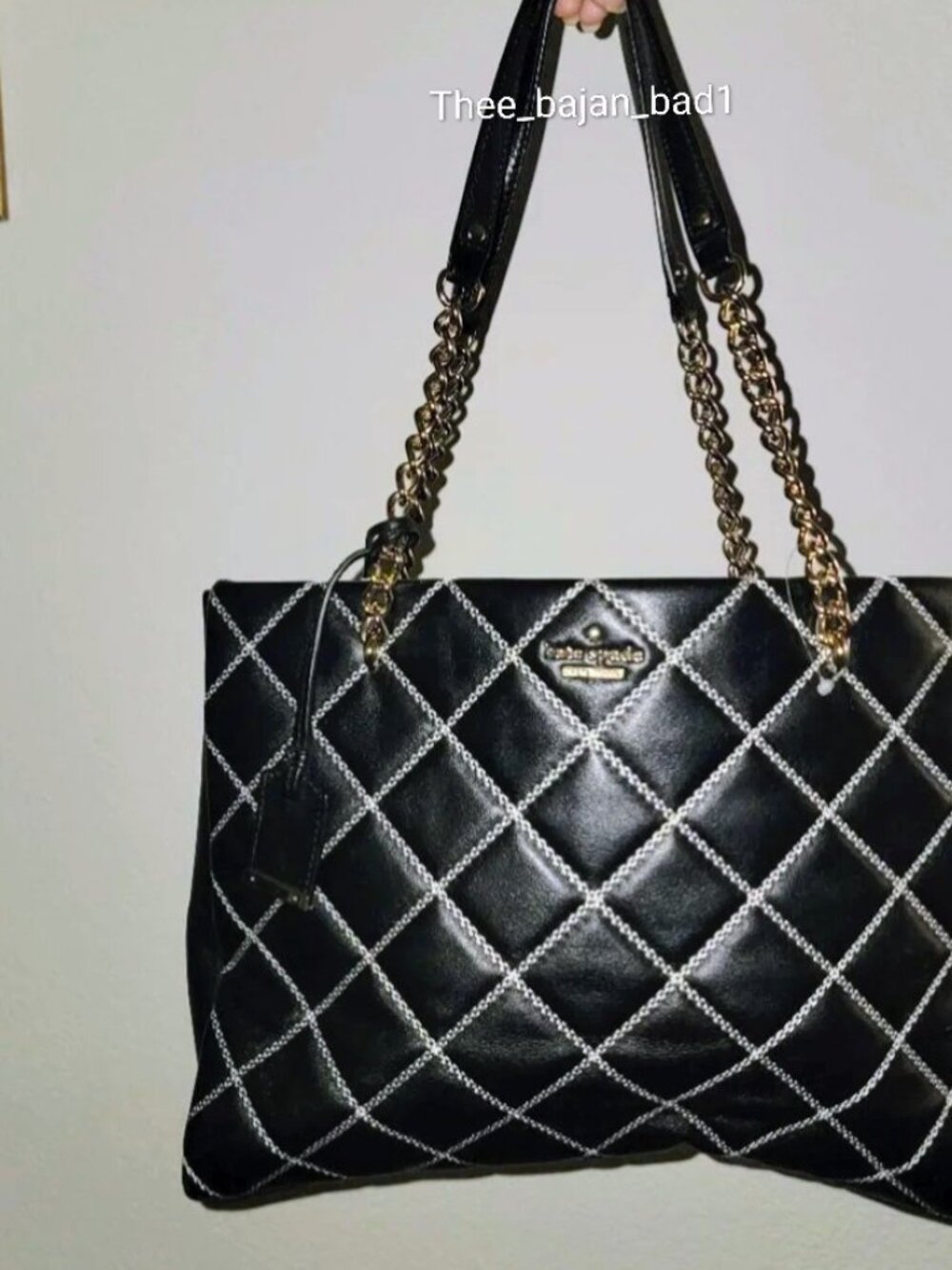 🎉 RARE KATE SPADE LEATHER QUILTED TOTE with KATE SPADE DUST BAG BUNDLE